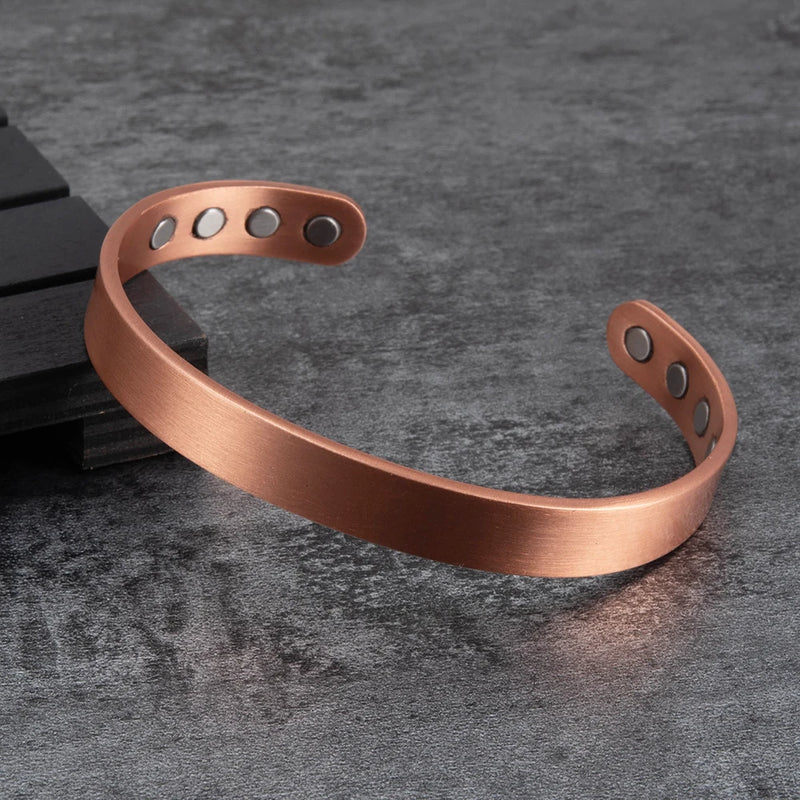 Vinterly Pure Copper Bracelets Men Magnetic Arthritis Relief Adjustable Magnets Cuff Banglse Health Energy Jewelry Women Men