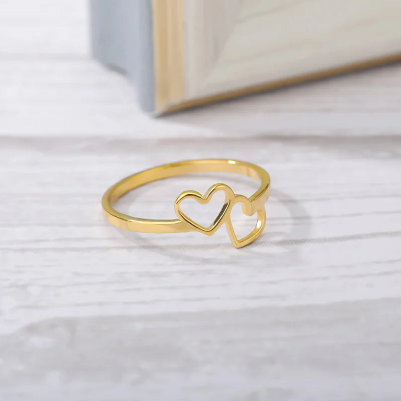 2021 New Female Women's Rings Wedding Stainless Steel Love Heart Round Ring Gifts Girl Party Fashion Copper Jewelry Accessories