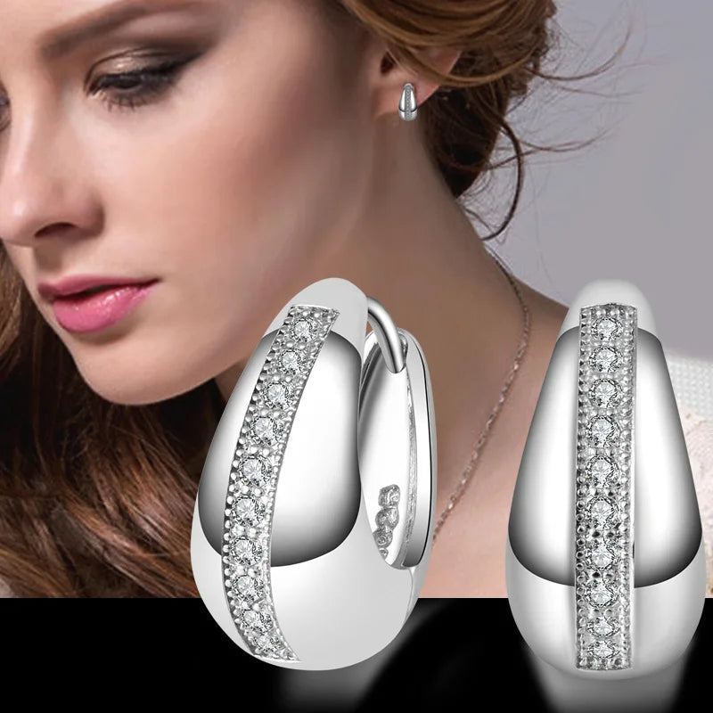 pendientes mujer moda Sterling Silver jewelry U cz studs earrings women S925 brincos para as mulheres boucle d'oreille oorbellen