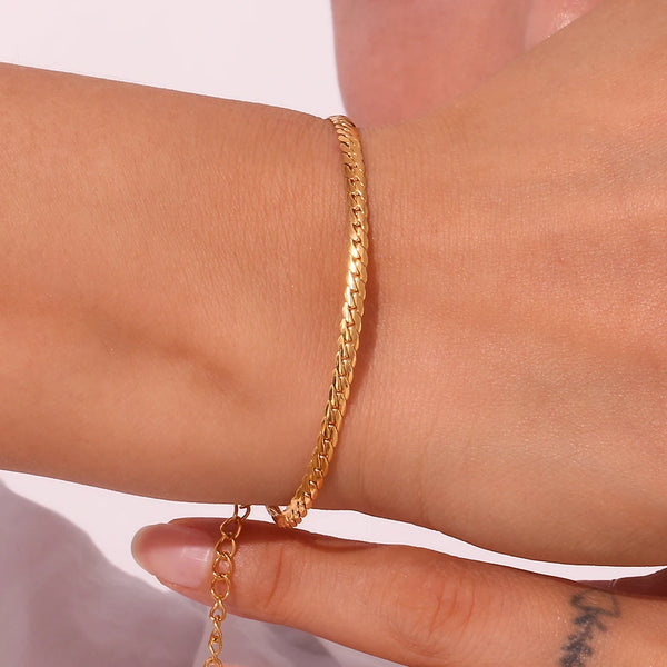 New In Minimalist Encrypted NK Chain 18K Gold Plated Bracelet  High-End Stainless Steel Waterproof Daily Jewelry Woman